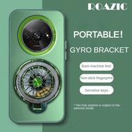 Luxury Metallic Aurora Color Phone Case For Redmi A3 With Rotatable Gyro Stand Matte Hard Shockproof