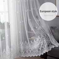 Luxury sheer curtain rod pocket/hook/ring curtain sliding door bedroom window panels semi-transparent living room sunscreen white curtain customizable