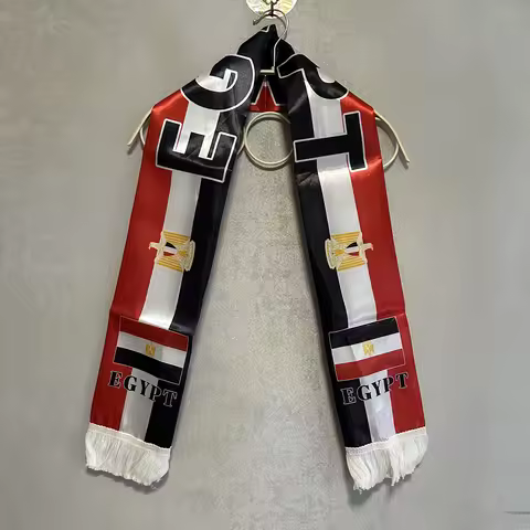Egypt Scarf 14x135cm Double-sided Printed Satin Egypt Flag Scarf Tassels Suitable for Football, Spor