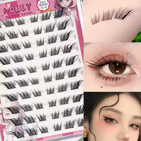 10 Rows Chinese Style Foxes False Eyelashes No Glue Needed 11-15mm Mixed Length Curling Wispy Charmi