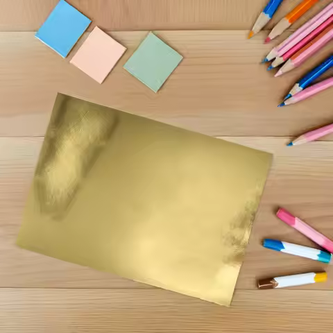 50Pcs Mirrorlike Cardstock Paper Gold Metallic A4 Smooth Craft Paper for Kids Handcrafts Stationery 