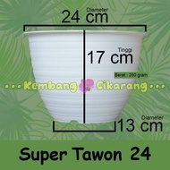 StR#21 LUSINAN Pot bunga model Super Tawon ST 24 24cm12pcs Pot Putih