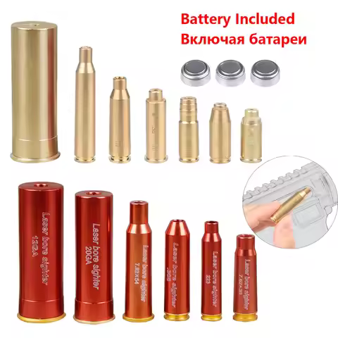 12GA 20GA 9mm Brass Caliber Red Lasers Bore Sight Training Bullet Caliber .223 .308 7.62 .45 5.45x39