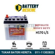 [Installation Provided] NS70 | NS70L | Motolite Heavy Duty WET Car Battery Bateri Kereta | Camry Unser Nissan Sentra Ria