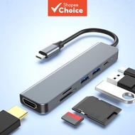USB-C 61,HDMI、PD、USB、SD、TF,MacBook  Hab USB-C 6 dalam 1 Pembaca Kad HDMI PD USB SD TF