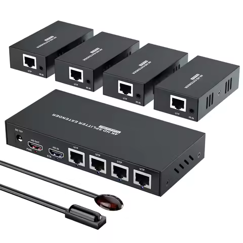 Navceker 4K 60Hz HDMI Extender Splitter 1x4 3D HDMI RJ45 Extender 60m Ethernet Transmission Over CAT