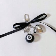 1pc Billiard Black 8 Ball Keychain Bag Charm, Halloween Theme Valentine's Day Valentines Car Accesso
