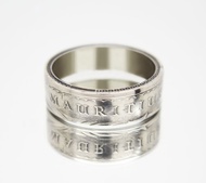 毛里求斯硬幣戒指 5 盧比 1987 年男士硬幣戒指 女士硬幣戒指