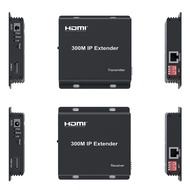 300M IP Extender Via RJ45 Cat6 Cable HDMI Ethernet Extender 1080p Video Transmitter and Receiver Converter for PS4 Camera PC TV