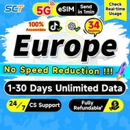 Wefly eSIM Europe 5G 3-30 Days Daily 500MB-3GB Unlimited Data UK eSIM Europe eSIM Card