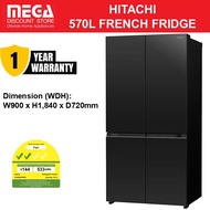 HITACHI R-WB640PMS1-5 570L FRENCH BOTTOM FREEZER FRIDGE