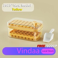 Silicone 64-grid ice box one-button push off ice cube mold ice cube tray with storage box DIY ice mold