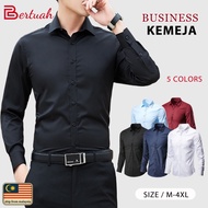 Baju Kemeja Lelaki Lengan Panjang Slim Fit Office Business Putih Men Shirt Labuh Casual Dress Dating