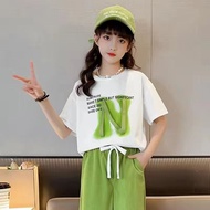 ALENA Bộ đồ cho bé gái Mùa hè Quần áo giản dị mới cho bé gái Trung Quốc Áo sơ mi ngắn và quần đùi r