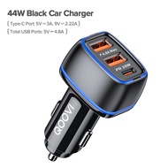 QOOVI 44W 3 Ports Car Charger Type C PD 20W + 4.8A Dual USB Quick Charge Car Phone Charger Fast Char
