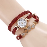 【JOMBORONG】Women Quartz Long PU Leather Strap Star Vintage Watch Stainless Steel Cute Button celet Watch Wrist Watch