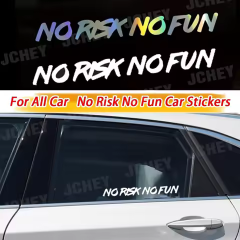 22cm*2.4cm Decorative No Risk No Fun Car Sticker Decal Black And White Vinyl Graphic Creative and in