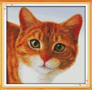 Lovely cat full set of animal cross stitch hand-knitted DMC embroidery kit, DIY animal pattern cotton thread embroidery kit with drawings, 14CT 11CT printed and unprinted models, wall decoration products