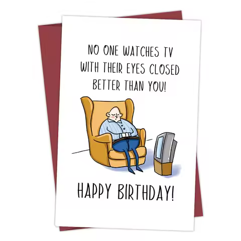 1PC Funny Creative Birthday Card,Funny Birthday Card For Dad, Husband, Grandpa, Watching TV With Eye