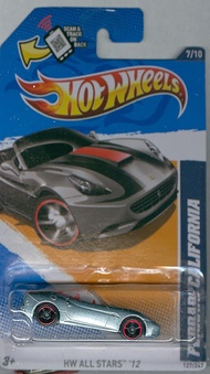 Hot Wheels 2012-127 All Stars Ferrari California Grey/Silver Metallic 1:64 Scale SCAN and Track Card