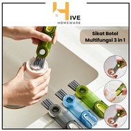 HIVE Multifunctional 3-In-1 Bottle Cleaning Brush Baby Milk Bottle Brush/ Glass Corner Cleaning Brus