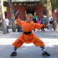 Orange Shaolin Monk Suit Kung Fu Martial Arts Clothes Wushu Tai Chi Uniform