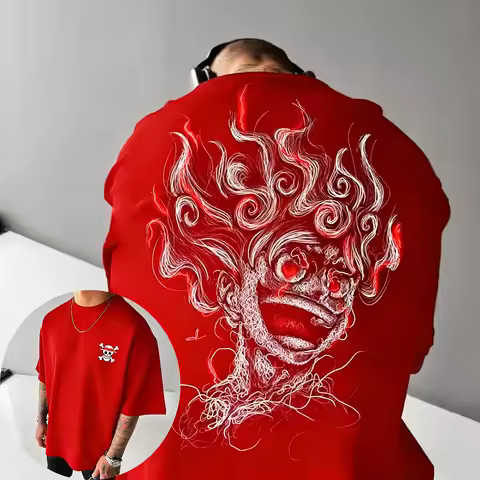 One Piece Luffy Gear 4 Pure Cotton T Shirt Streetwear Casual Hip Hop Style