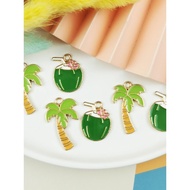 Korean Version diy Jewelry Accessories Summer Style Alloy Oil Drip Coconut Tree Earrings Earrings Bracelet Mobile Phone Small Pendant