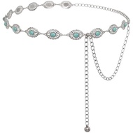 Western Metal Belts for Woman Concho Chain Belt Vintage Boho Cowgirl Waist Belt for Dresses Jeans Sk