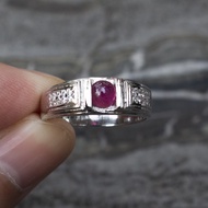 แหวนพลอยทับทิม(Natural Ruby) ตัวเรือนเงินแท้ 92.5% ชุบทองคำขาว ไซส์นิ้ว 60 หรือเบอร์9US สินค้ามีใบรั