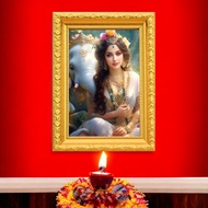 Picture Auspicious S01 Goddess Lakshmi Worship Wealth Enhancement Love Work Size 4x6 Inches