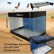 Curved Edge Aquarium L10"xW7"xH8"- Akuarium Sisi Bulat (25x18x20cm)