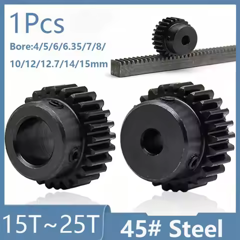 1Pc 1M 15T-25T Spur Gear Pinion Bore 4/5/6/6.35/7/8/10/11/12/12.7/14/15mm 1 Motor Gear With Step Bla