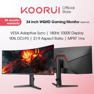 KOORUI G3441VC | 34" WQHD 180Hz 1000R Gaming Monitor | VESA Adaptive Sync | 21:9 Wide Screen | MPRT 
