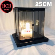 HCH Modern 25cm x 25cm Outdoor Pillar Light E27 Smoke Glass Outdoor Pillar Lamp Lampu Pagar Lampu Tiang(6633-25)