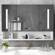 Smart Solid Wood Bathroom Mirror Cabinet Separate Wall-Mounted Bathroom Mirror Box Bathroom Cosmetic Mirror Bathroom Mirror Cabinet Lamp