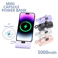 【SG Stock】 Mini Power Bank 5000mAh Fast Charging With Cable Capsule Powerbank Lightweight Portable For iphone Samsung