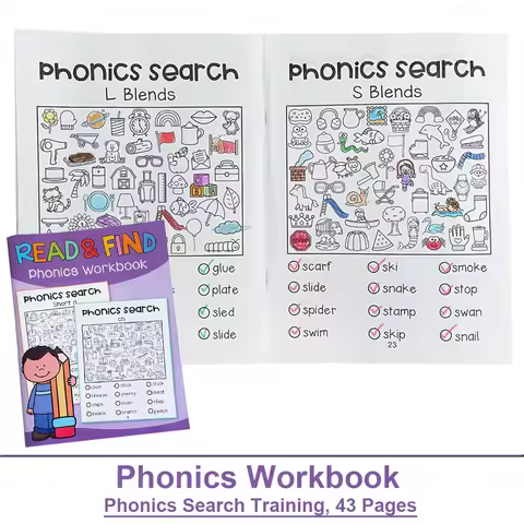 Read And Find Phonics Workbook Preschool and Kindergarten Learning English Teacher Teaching Aids Pho