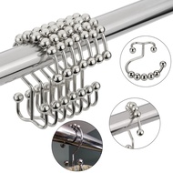 Metal Shower Curtain Rings Double Shower Hook/ Double Glide Rod Ring Bathroom Supplies/ Stainless Steel Curtain Hooks/ Bath Curtain Rollerball Shower Curtain Ring Hook/