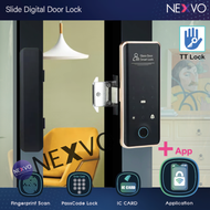 Digital door lock  กลอนประตูดิจิตอล รุ่น RL01 ใช้กับ ประตู บานเลื่อน สีดำ เปิดได้ด้วย TTLock Application Fingerprint Password IC Card
