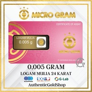 Ng4 Emas MicroGram 0,005gram Logam Mulia 24 Karat Product Mini Gold