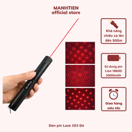 [ Mua 1 tặng 1 món quà ] Đèn pin laser 303 siêu sáng gồm pin sạc và khóa - Đèn lazer 303