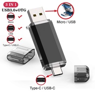 ▫ New USB 3.0 TYPE C USB Flash Drive OTG Pen Drive 512GB 256GB 128GB 64GB 32GB 16GB USB Stick 3 in 1 High Speed Pendrive