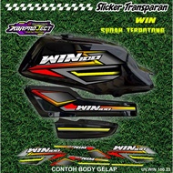HONDA WIN 100 COOL PREMIUM TRANSPARENT STICKERS RACINGHONDA 23 ALREADY CUT