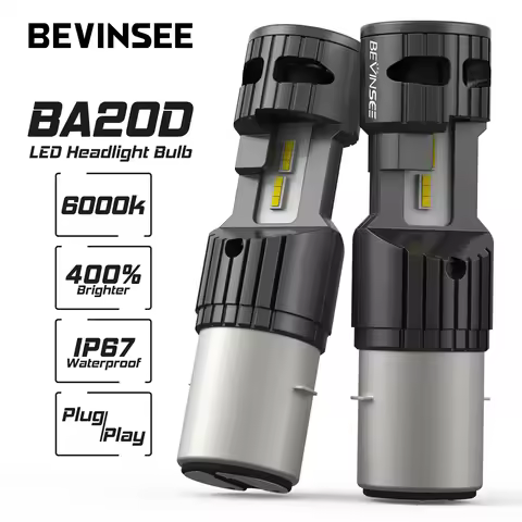 Light BA20D LED Fog BEVINSEE BA20D H6 LED Motorcycle Light Bulb High&Low Beam Halogen Size 50W Headl