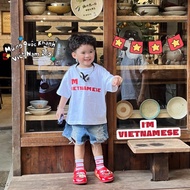 WHITE T-SHIRT VIETNAMESE LETTERS Loose Form Boxy 100% Cotton 2C 260G THICK STANDING FORM