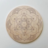 【Bestselling Product】 Metatrons Cube Flower Wood Sacred Geometry Crystal Grid Board Crystal Meditati