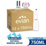 evian Natural Mineral Water Glass Bottle (12 x 750ml Case)