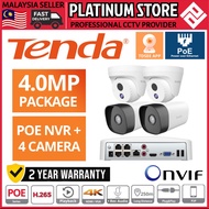 TENDA 4 CHANNEL POE NVR + 4 CAMERA SET IP CCTV 4CH CH PACKAGE NETWORK PLUG N PLAY LAN PORT WITH MIC 