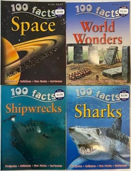 [Minor imperfections]100 Facts Space/Sharks/World Wonders/Shipwrecks 4 books set large format full-color English encyclopedia for children yr4-12